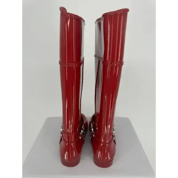 Michael Kors Fulton Harness Rain Boots Red Cabin City Fall Spring Chic  Size 6 - Picture 4 of 9